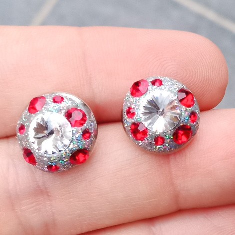 EARRINGS WITH SWAROVSKI CRYSTALS, mini earrings, crystal earrings, round earrings