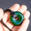 Green sunstone donut 3 cm pendant
