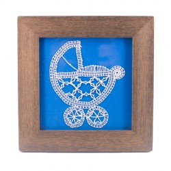 čipka, slika iz čipke, klekljana čipka voziček