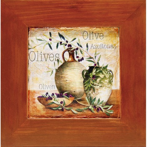 slika v okvirju tihožitje olive lesen okvir