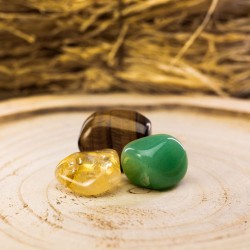 SET CRYSTALS FOR LUCK, citrine, tiger eye, green aventurine