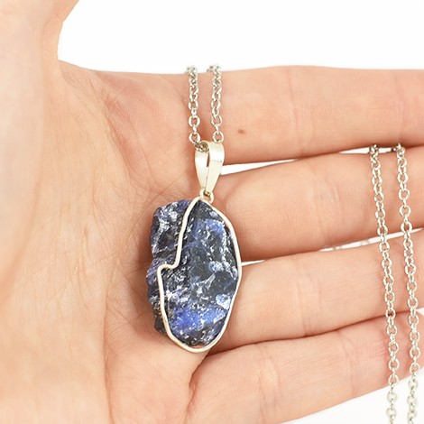 sodalite crystal, necklace with crystal, gift idea, handame necklace