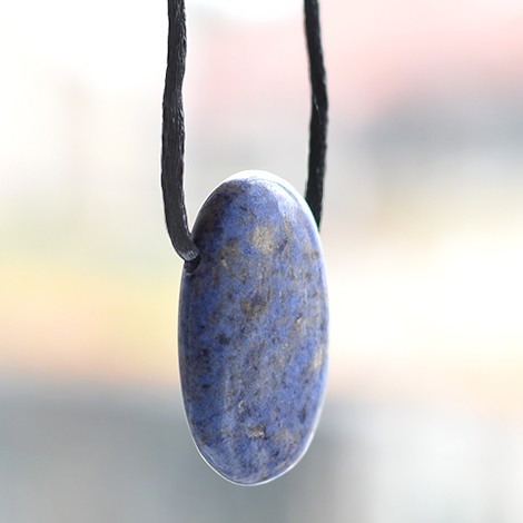 dumortierite crystal pendant, crystal shop, energy jewelry, stone of peace
