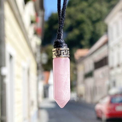 rose quartz crystal pendant, crystal shop, energy jewerly