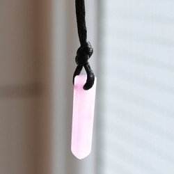 rose quartz point necklace pendant, jewerly with crystals