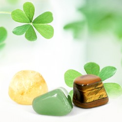 SET CRYSTALS FOR LUCK, citrine, tiger eye, green aventurine