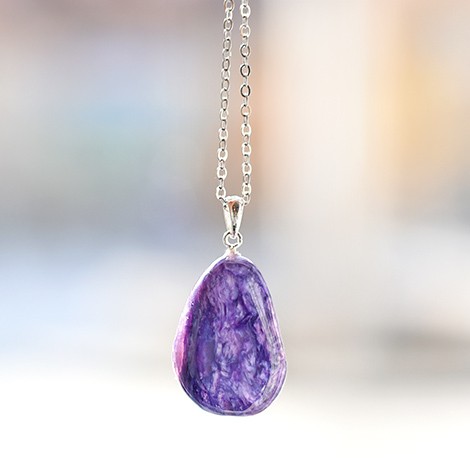 CHAROITE CRYSTAL energy necklace pendant, crystal shop