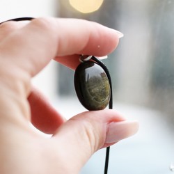 kristal zlati obsidian, trgovina s kristali, energijski nakit ogrlica zlati obsidian