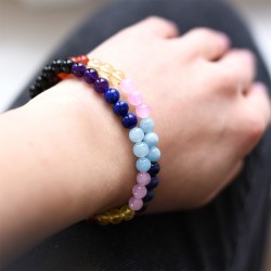 KRISTALI ČAKRA zapestnica, granat, karneol, citrin, peridot, sodalit, modri kalcedon, ametist