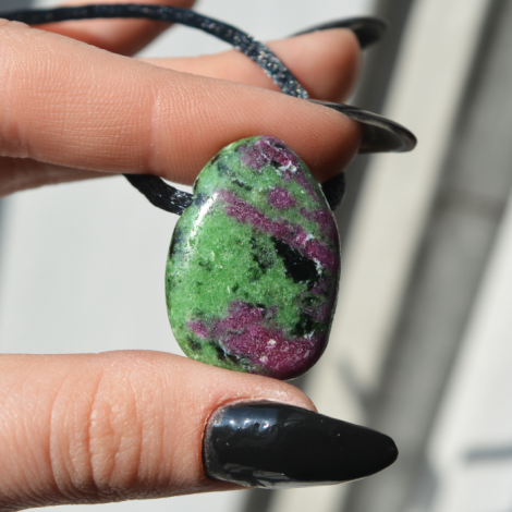 ruby zoisite crystal, ruby zoisite necklace, shop with crystals, energy crystals
