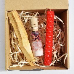 spell jar komplet za ljubezen, kristal roževec, ljubezen, palo santo, magična steklenička