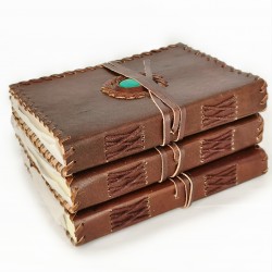 leather diary with crystal, leather diary, crystals, crystal shop