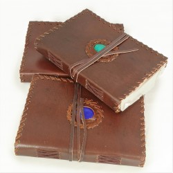 leather diary with crystal, leather diary, crystals, crystal shop