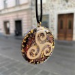 orgonite necklace, citrine, garnet, gold, energy necklace, energy crystals, crystal shop