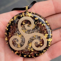 orgonite necklace, citrine, garnet, gold, energy necklace, energy crystals, crystal shop