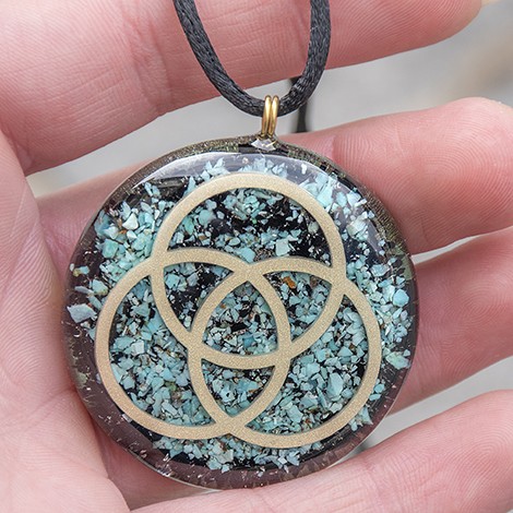 orgonite, orgonite necklace, seed of life, turquoise, energy jewellery