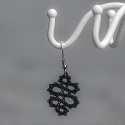 čipka, klekljan nakit, uhani iz čipke, ročno delo, narejeno v Sloveniji