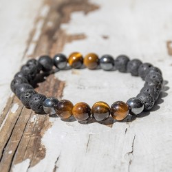 lava stone, tiger eye, hematite, crystal bracelet, crystal bracelet for men