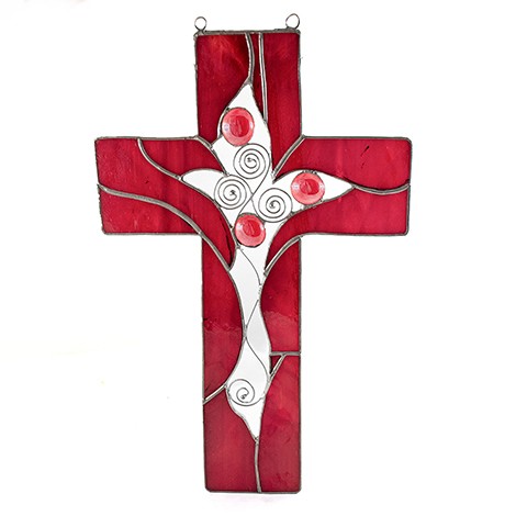 stained glass, stained glass cross, stained glass products, unique gift for holy sacraments