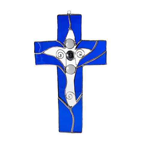 stained glass, stained glass cross, unique handmade gift, gift for holy sacraments