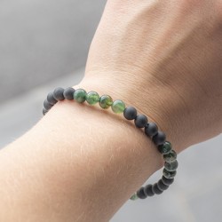 mahovni ahat, oniks, zapestnica s kristali, energijski nakit, kristal za zaščito, kristali proti jezi, kristali za umirjanje