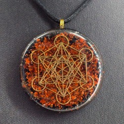 red tiger's eye black tourmaline orgonite necklace, orgonite jewelry, strength crystal