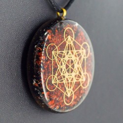 red tiger's eye, black tourmaline, orgonite, orgonite necklace, orgonite jewelry, strength crystal