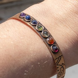 bakrena zapestnica,magnetna zapestnica, zapestnica za čakre, granat, karneol, citrin, peridot, sodalit, lapis lazuli, ametist