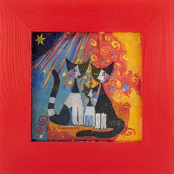 slika v okvirju mačja družina decoupage Reprodukcija Rosina Wachtmeister lesen okvir mačka