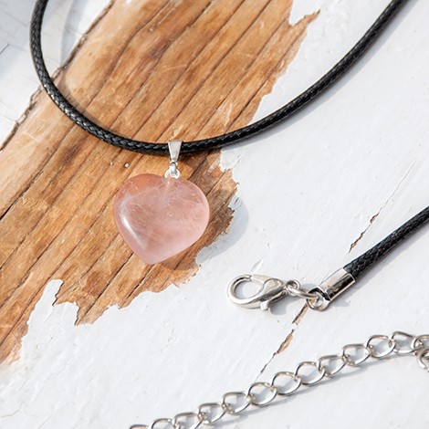 rose quartz necklace mini heart