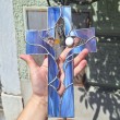 STAINED GLASS CROSS purple