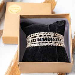 ČIPKA KLEKLJAN NAKIT zapestnica belo srebrna s swarowskimi kristali