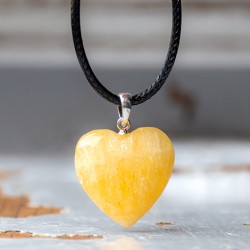 ORANŽNI KALCIT ogrlica srček srebrna