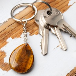 TIGER'S EYE keychain teardrop