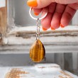 TIGER'S EYE keychain teardrop