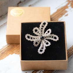 LACE BROOCH white silver, handmade