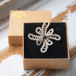 LACE BROOCH white silver, handmade