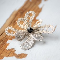 LACE BROOCH white silver, handmade