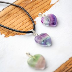 RAINBOW FLUORITE heart children's necklace