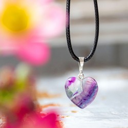 RAINBOW FLUORITE heart children's necklace