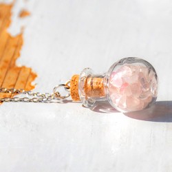 ROSE QUARTZ potion bottle necklace