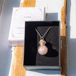ROSE QUARTZ potion bottle necklace