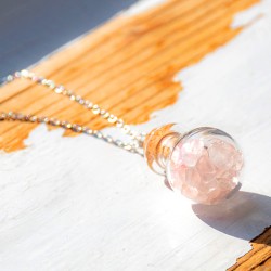 ROSE QUARTZ potion bottle necklace