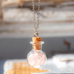 ROSE QUARTZ potion bottle necklace