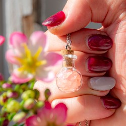 ROSE QUARTZ potion bottle necklace