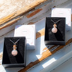 ROSE QUARTZ potion bottle necklace