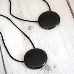 OBSIDIAN mirror necklace pendant