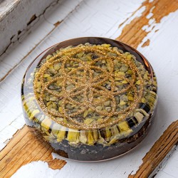 handmade, orgonites, orgonite plate with crystals, flower of life