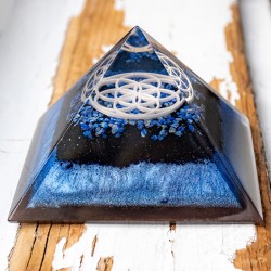 črni turmalin, orgonit z črnim turmalinom, orgonit piramida z rožo življenja