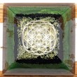 handmade, orgonites, orgonite plate with crystals, flower of life